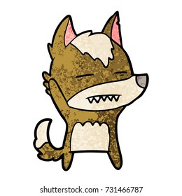 lobo de dibujos animados ondeando dientes