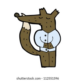 cartoon wolf wearing shirt