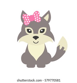 cartoon wolf wih bow