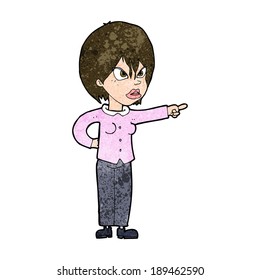 mujer caricaturista acusando