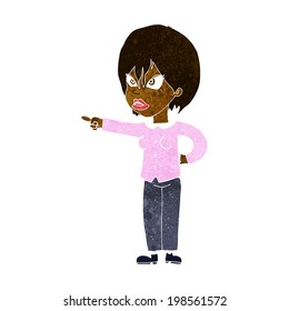 mujer caricaturista acusando