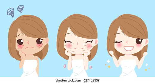 Cartoon Woman With Acne Before And After