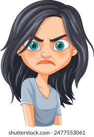 A cartoon woman with an angry expression