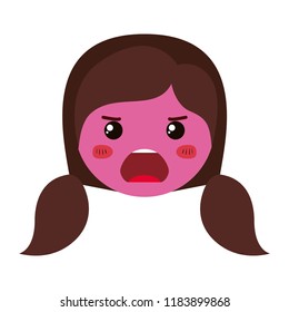 cartoon woman angry head kawaii character
