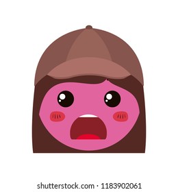 cartoon woman angry head kawaii character