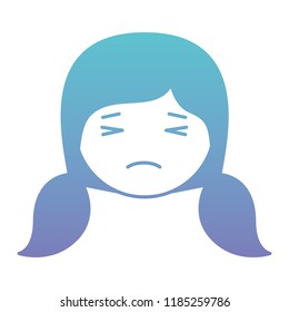 cartoon woman angry head kawaii character