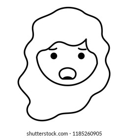cartoon woman angry head kawaii character