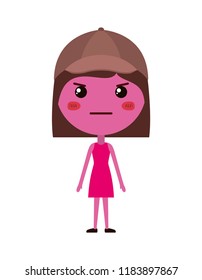 cartoon woman angry kawaii character