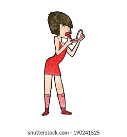 cartoon woman applying lipstick