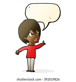 cartoon woman arguing with speech bubble