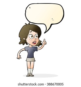 cartoon woman asking question with speech bubble
