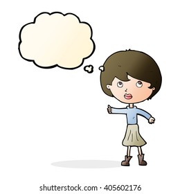 cartoon woman asking question with thought bubble