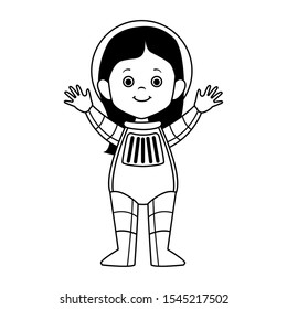 cartoon woman astronaut icon over white background, vector illustration