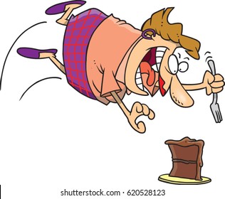 cartoon woman attacking a cake
