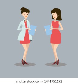 Cartoon woman. Beauty illustration simple style. Vector