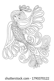 Cartoon Woman bird mythological animal vector flat illustration. The harpy is a flying monster, isolated on white background. A magical mythical creature, a woman with wings.
