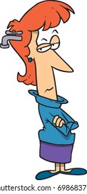 cartoon woman with brain drain