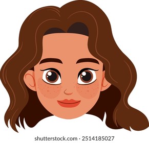 Cartoon woman with brown hair and freckles