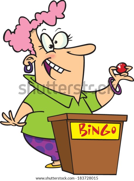 cartoon woman calling bingo\
letters