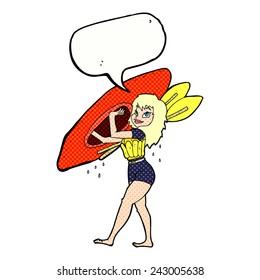cartoon woman with canoe