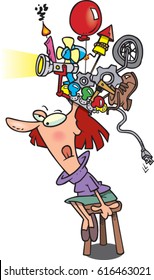 cartoon woman with a  thinking cap