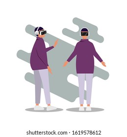 Cartoon Woman Character Wearing VR Headset Glasses. Augment Reality. High Technology. Vector Flat Illustration