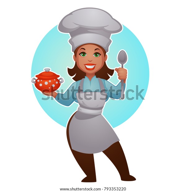 cartoon woman chef, vector proffessional lady for your mascot