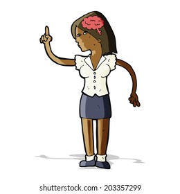 cartoon woman with clever idea