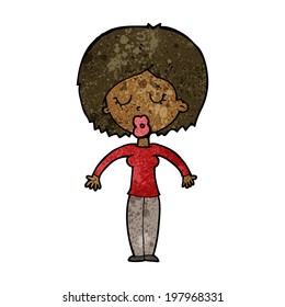 cartoon woman with closed eyes