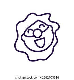 cartoon woman with clown nose over white background, flat style icon, vector illustration