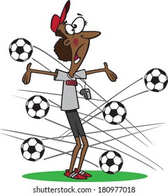 cartoon woman coaching soccer