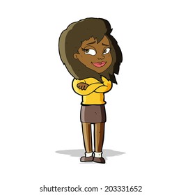 cartoon woman with crossed arms