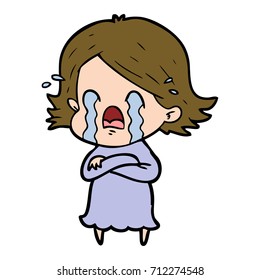 cartoon woman crying