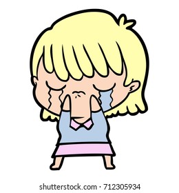 cartoon woman crying