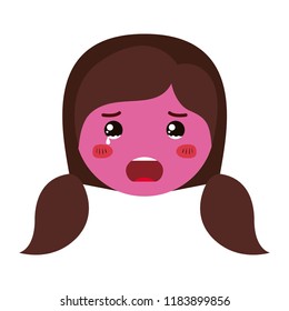 cartoon woman crying head kawaii character