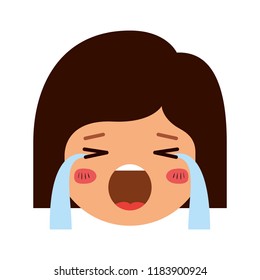 cartoon woman crying head kawaii character