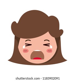 cartoon woman crying head kawaii character