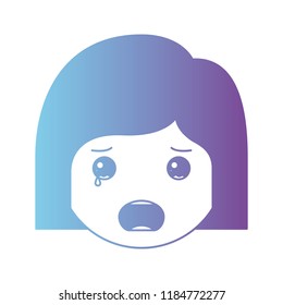 cartoon woman crying head kawaii character