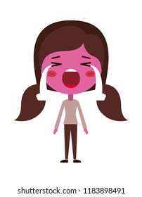 cartoon woman crying kawaii character