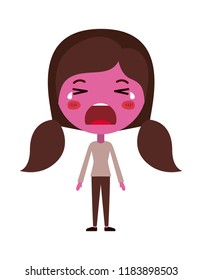 cartoon woman crying kawaii character