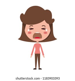 cartoon woman crying kawaii character