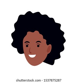 cartoon woman with curly hair icon over white background, vector illustration