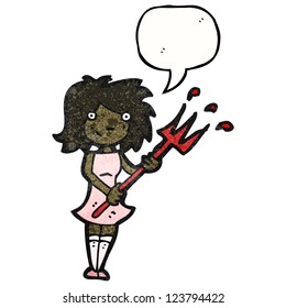 Cartoon-Frau mit Teufelskreis
