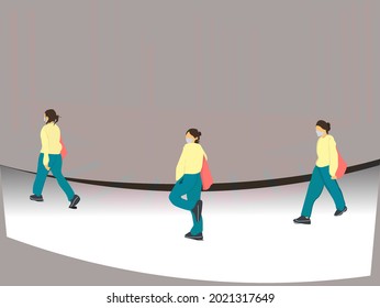 mujer caricatura Diferencia. diseño plano. Avatares para las redes sociales. fondo. icono de ropa. fondo de pantalla.