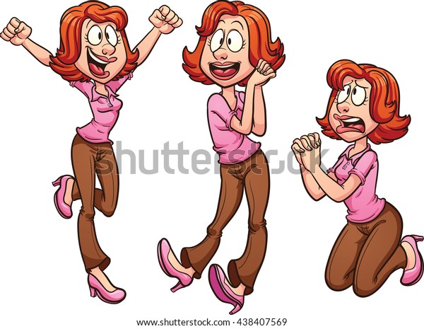 Cartoon Woman Different Poses Vector Clip Stock Vector Royalty Free 438407569