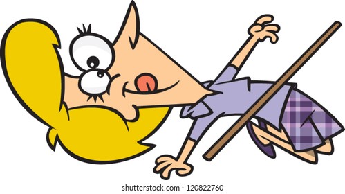 cartoon woman doing the limbo