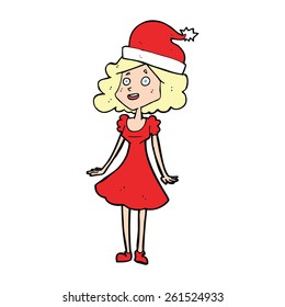 cartoon woman dressed for christmas
