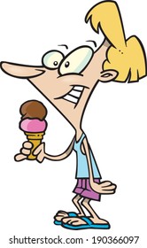 cartoon woman eating ice cream