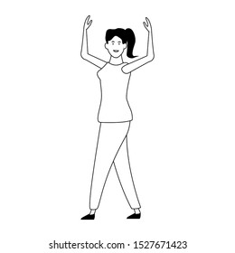 cartoon woman excited icon over white background, vector illustration