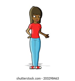 mujer de dibujos animados explicando